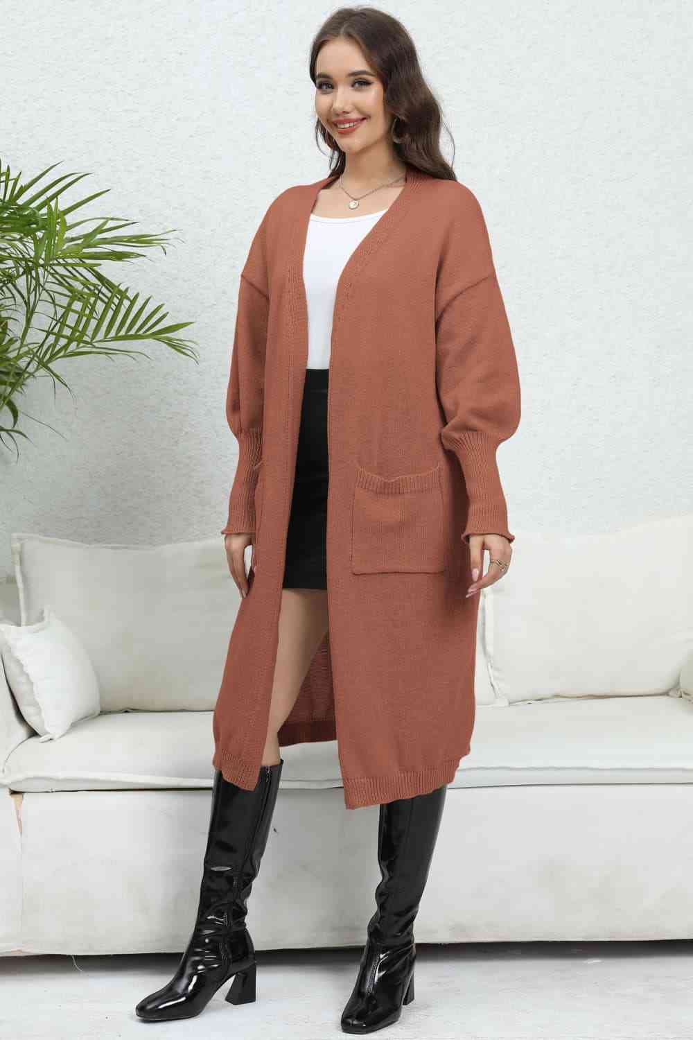 Maxct &Open Front Dropped Shoulder Cardigan