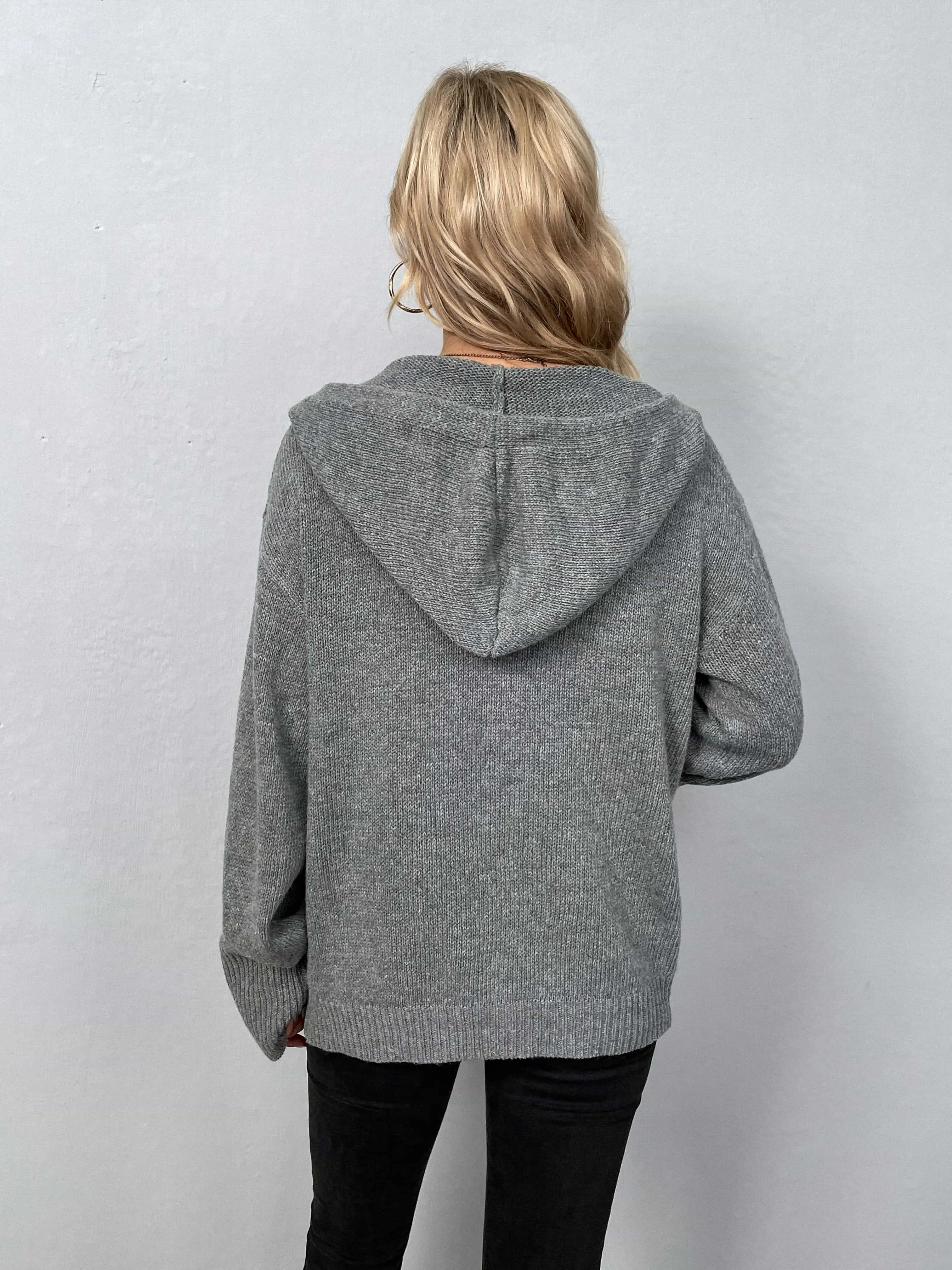 Maxct &Button-Down Long Sleeve Hooded Sweater