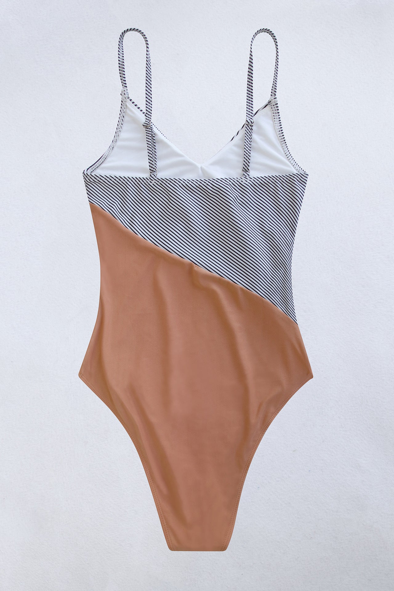 Maxct &Striped Spaghetti Strap V-Neck One-Piece Swimsuit