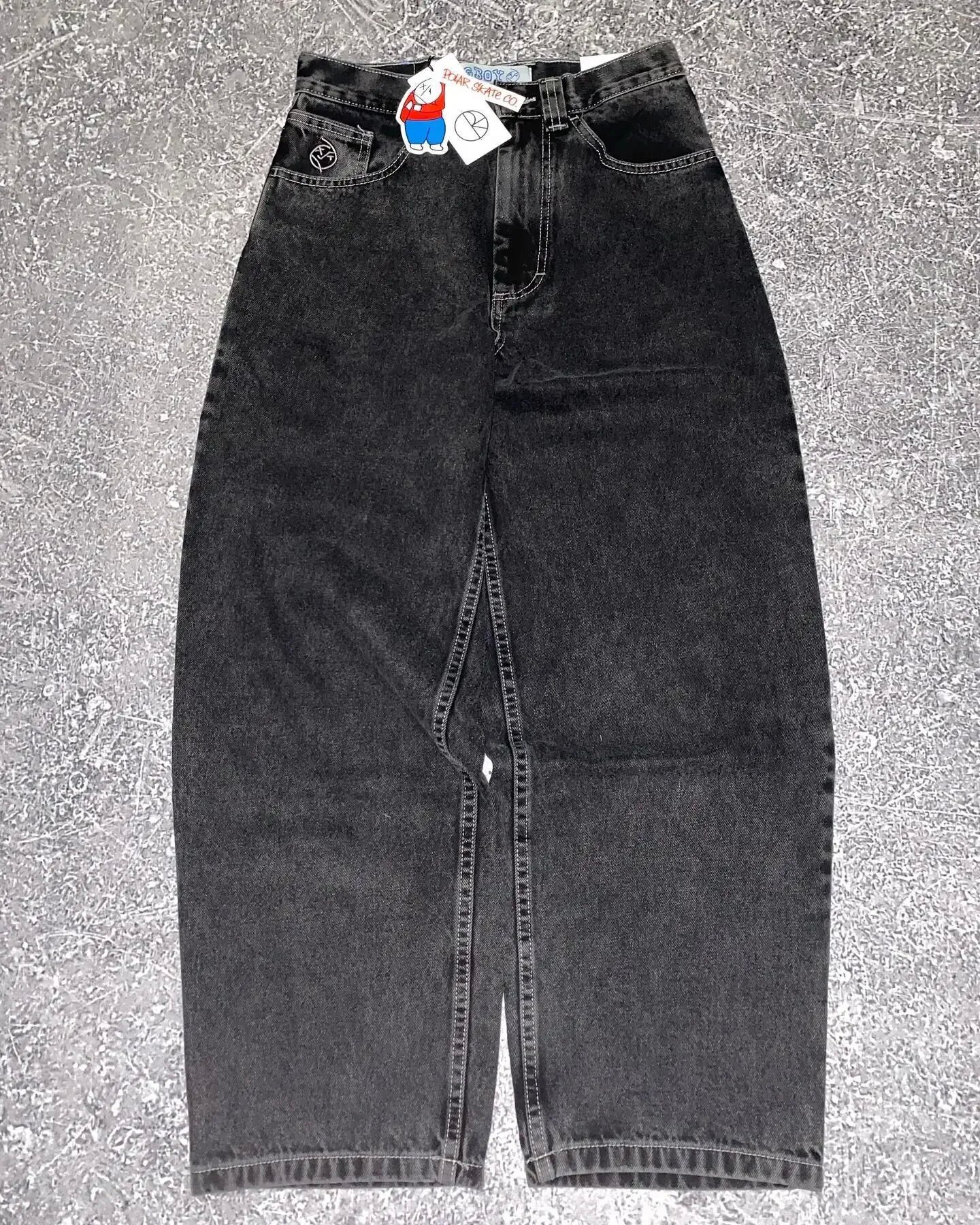 Maxct Dress Y2K Big Boy Jeans Hip-Hop Cartoon Graphic Embroidered Loose Jeans Tall