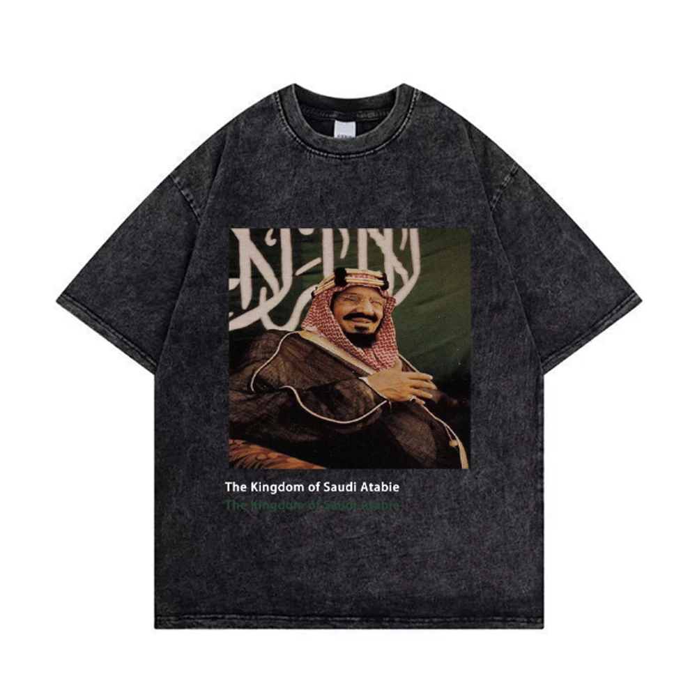 Maxct Saudi National Day Women T-shirt Cotton Clothing Short Sleeve Tops Eid Al-Fitr Tshirt Washed Men T Shirts Summer Tees Casual Top