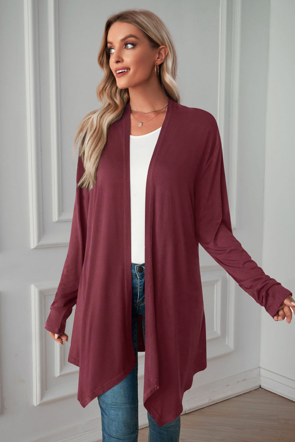 Maxct &Open Front Long Sleeve Cardigan