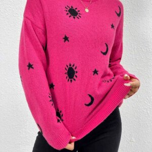 Maxct &Patterned Drop Shoulder Sweater