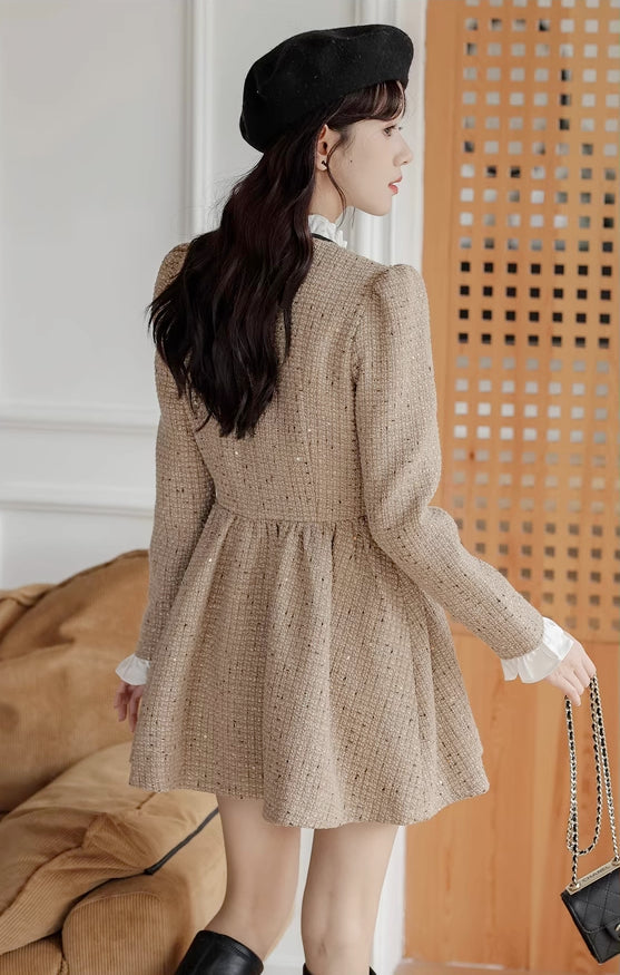 Latte Tweed Mini Dress Maxct