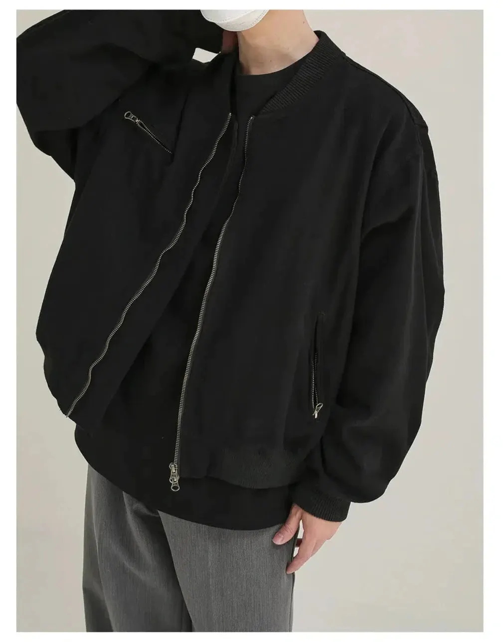 Maxct Washed Baseball Collar Short Jacket