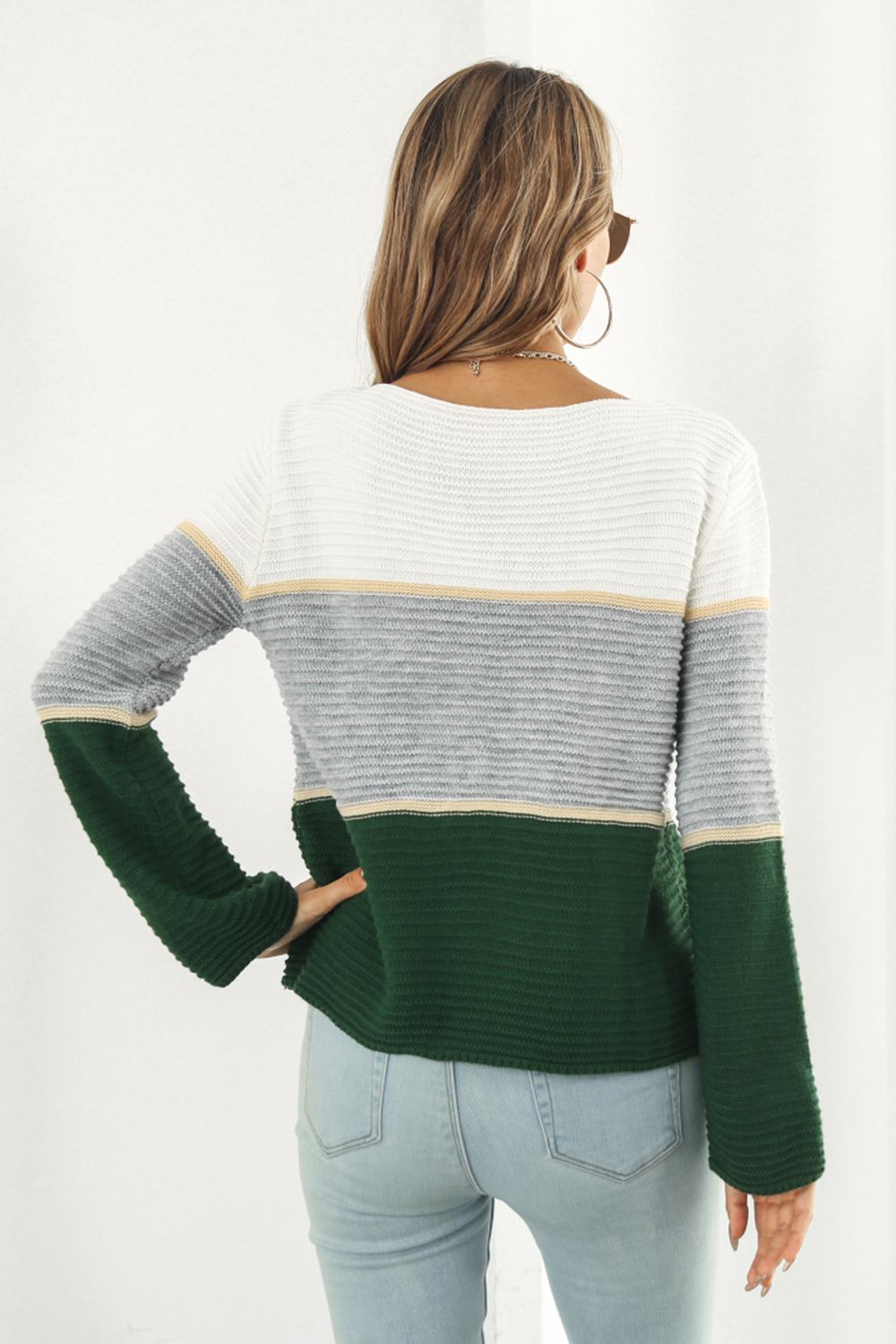 Maxct &Color Block Horizontal Ribbing Sweater