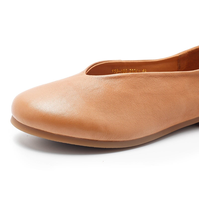 Handmade Genuine Slip Ons Breathable Flats Loafers Black/Beige/Apricot/Brown Maxct