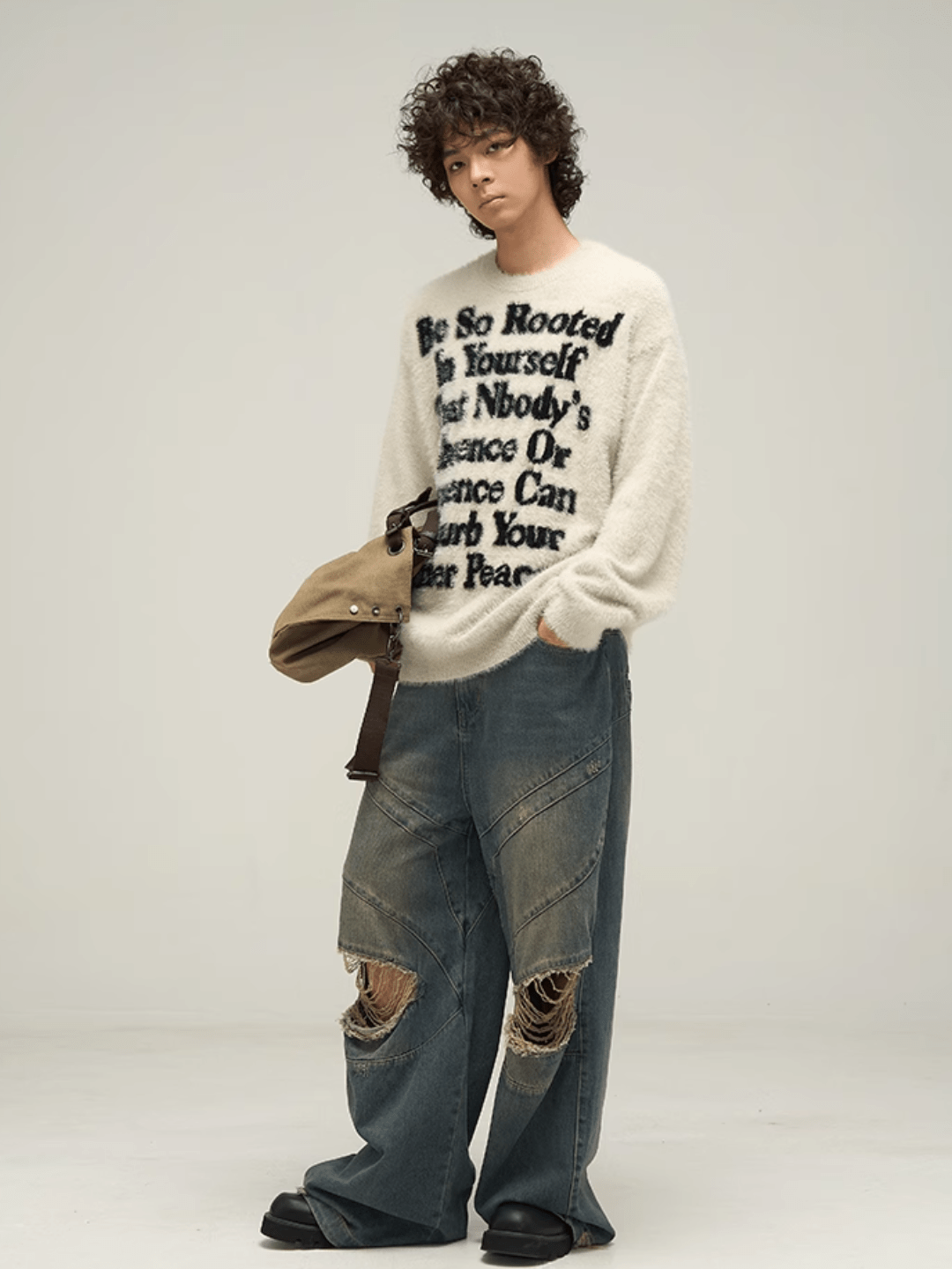 Maxct [Motherfucker] Lazy Wind Round Neck Knit Sweater Na709