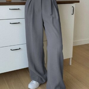Maxct 1pc High Waist Slant Pockets Tailored Pants