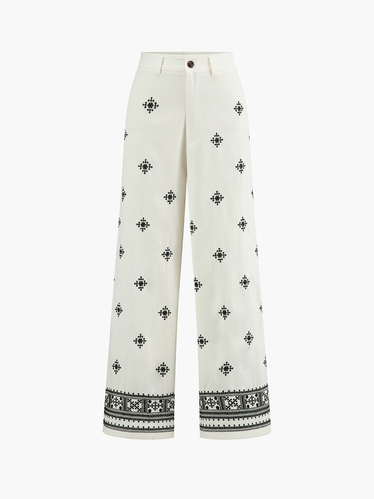 Maxct Vintage Print Straight Leg Pants Without Belt