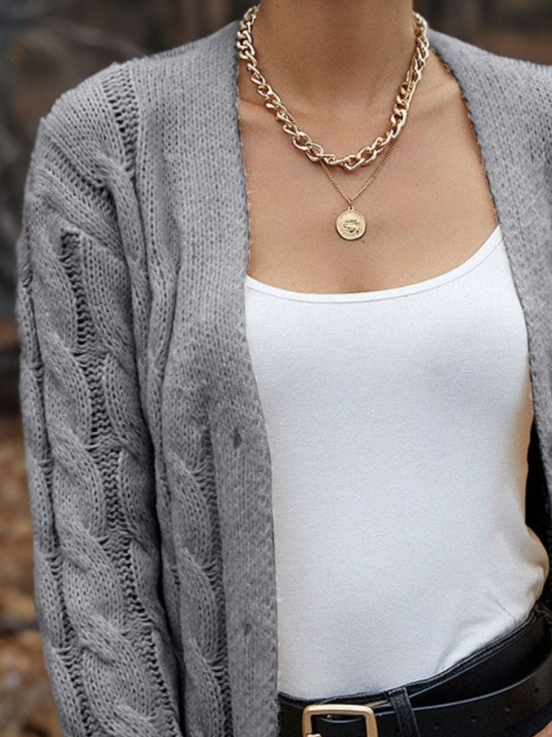 Maxct &Cable-Knit Button Down Cardigan