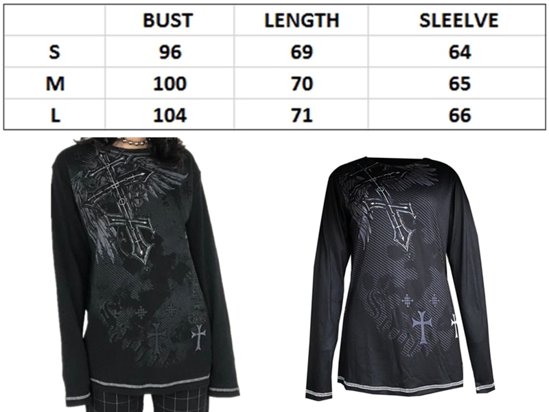Vintage Graphic Print Patchwork Long Sleeve Tees Harajuku Fake Two-Piece T-Shirts Korean Gothic Grunge Loose Tops Streetwear
