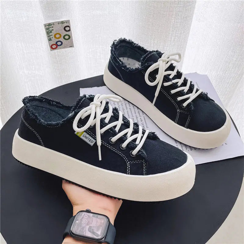 Canvas Men's Casual Lace-Up Platform Sneakers Plimsolls Maxct