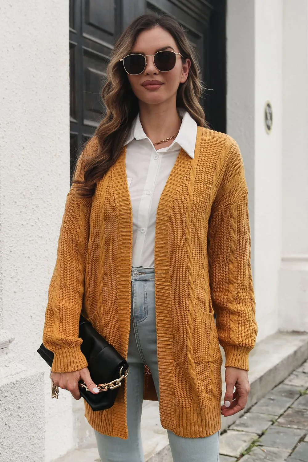 Maxct &Open Front Longline Cardigan with Pockets