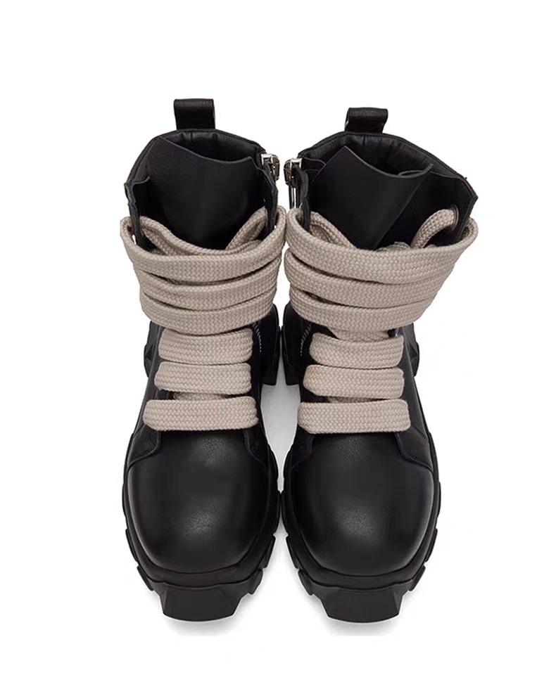 Style Cross-Tied Chunky Bottom Leather Men's British Ankle Boots
