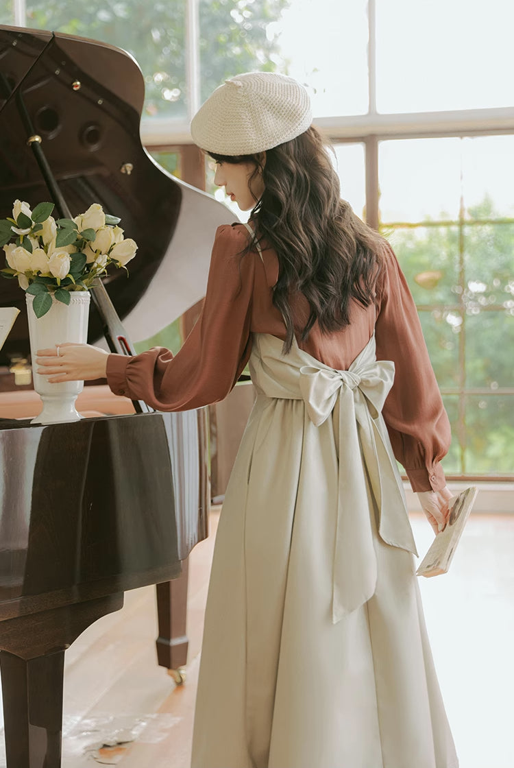 Bow Back Cami Dress & Blouse Set Maxct