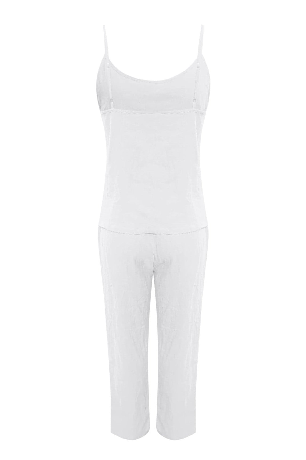Maxct Solid Color Cotton Spaghetti Straps Long Pants Set