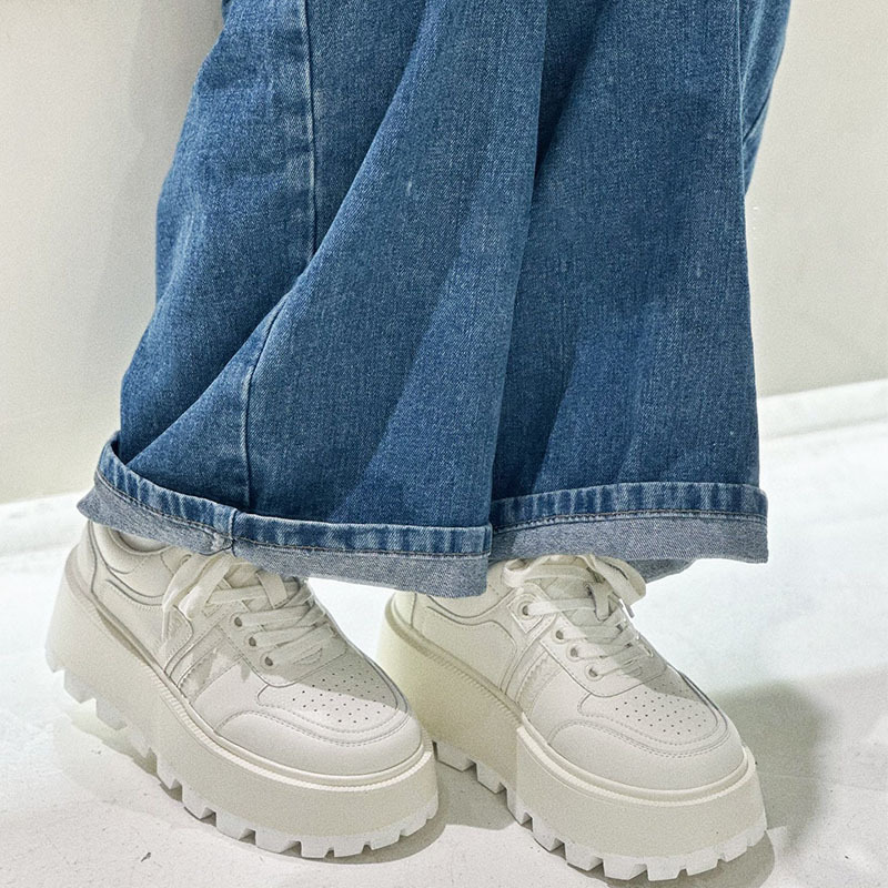 6cm Genuine Leather Women's Platform Sneakers - true deals club