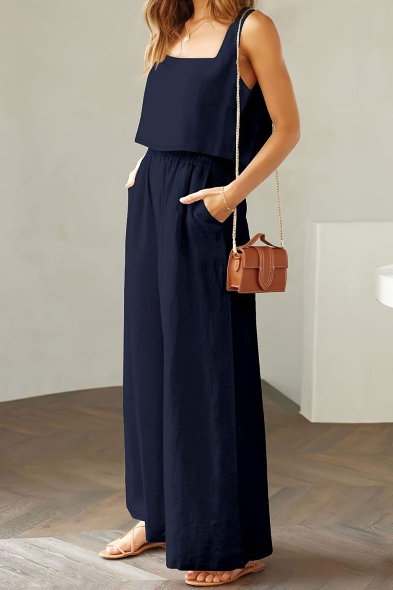 Maxct Square Neck Tank Top Long Pants Set