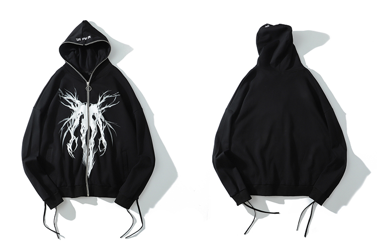 Punk Graphic Print Full Zip Hoodie