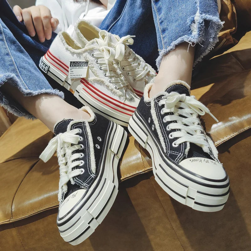 Unisex Chunky Sneakers - Thick Sole, Low Top, Vulcanized Maxct