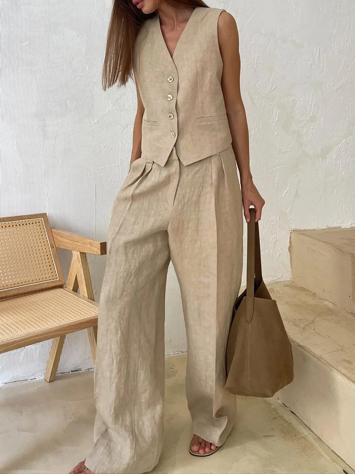 Maxct Cotton & Linen Pants Set