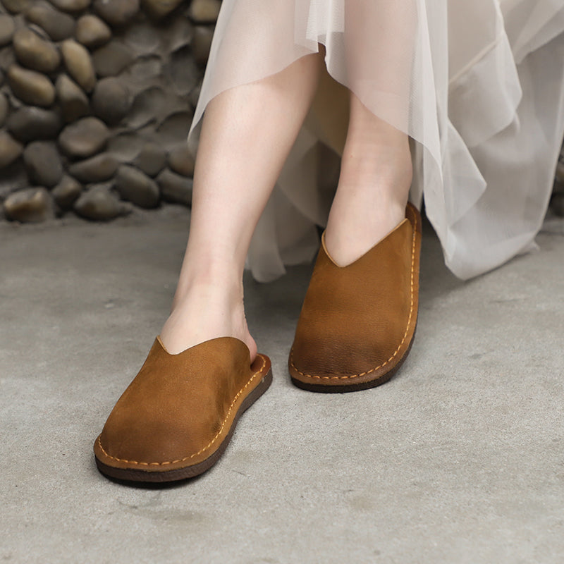 Women's Slippers Sandals Flats Casual Slip On Shoes Brown/Coffee Maxct