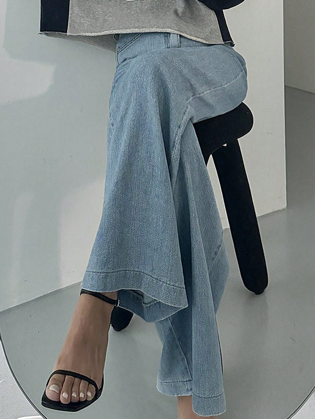 Maxct Women's Loose Wide Leg Regular Denim Pants