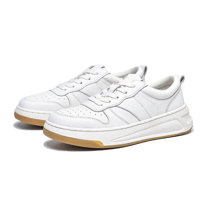 Women's Causal Genuine Chunky Sneakers - Beige Maxct