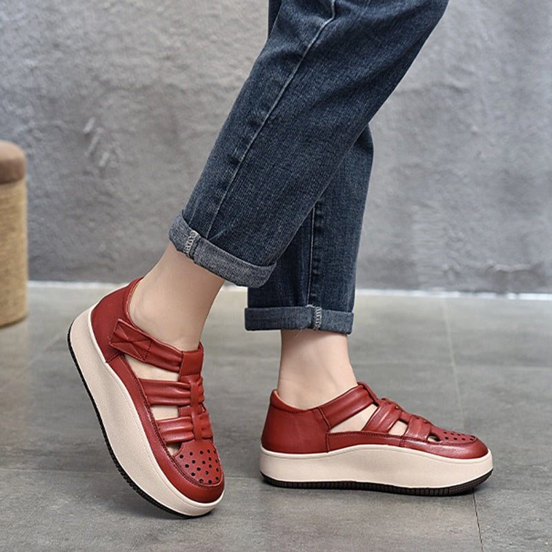 Touch-strap Perforated Platform Sneakers Maxct