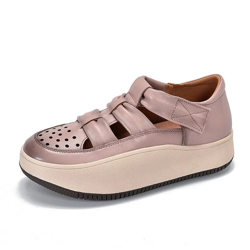 Touch-strap Perforated Platform Sneakers Maxct