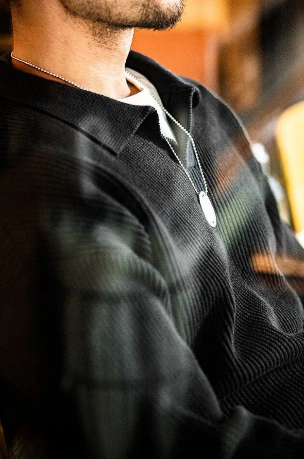 Maxct Open Neck Collared Rib Knit Sweater