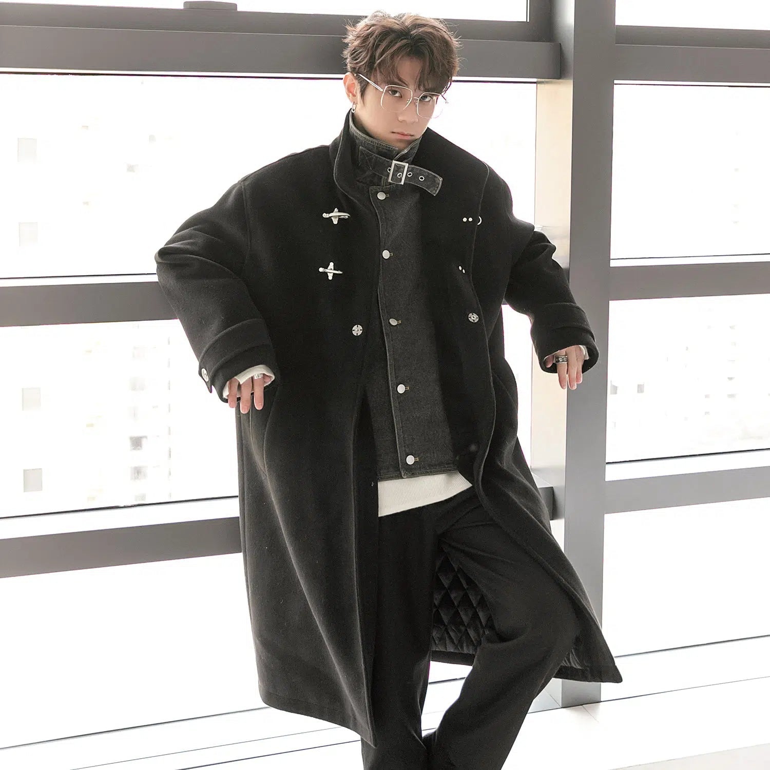 Maxct Stitched Long Two-piece Wool Coat