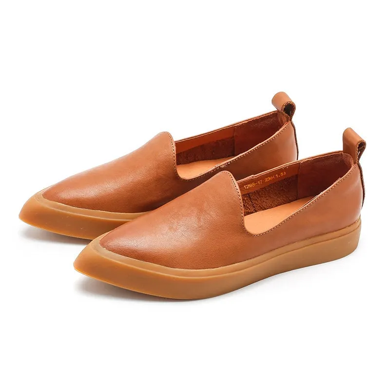 Vegetable Tanned Loafers Pointed Toe Flats Maxct