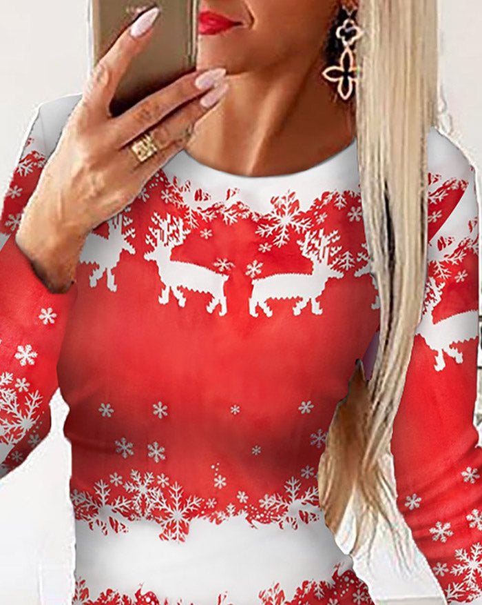 Santa Claus Printed Christmas Mini Dress Maxct