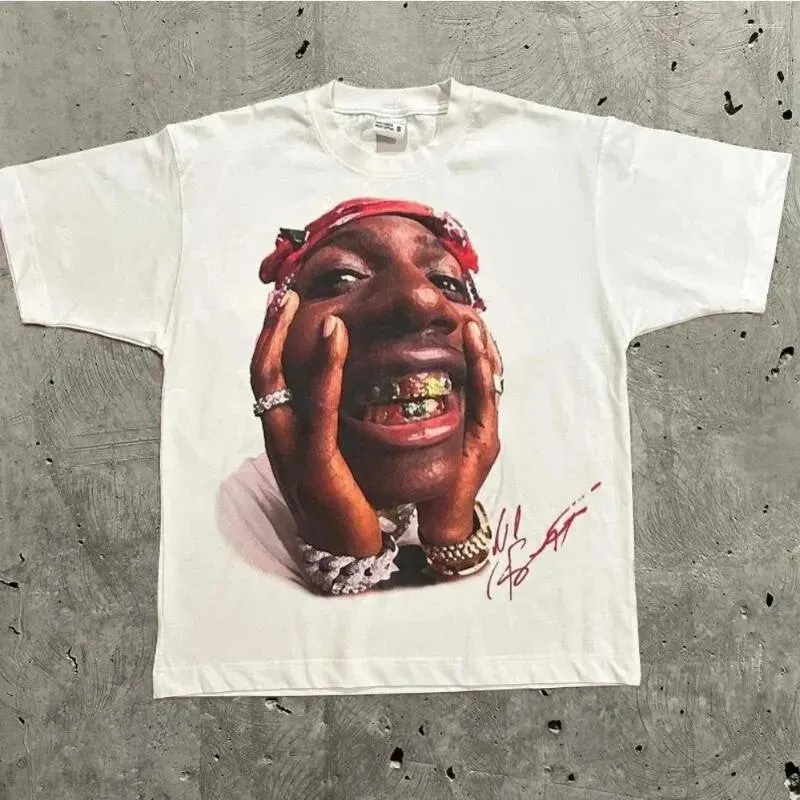 Maxct 90S Streetwear Men'S T-Shirt Retro Trend Portrait Print Short Sleeve T-Shirt Y2K Gothic Harajuku Hip Hop Couple Casual Loose 0924