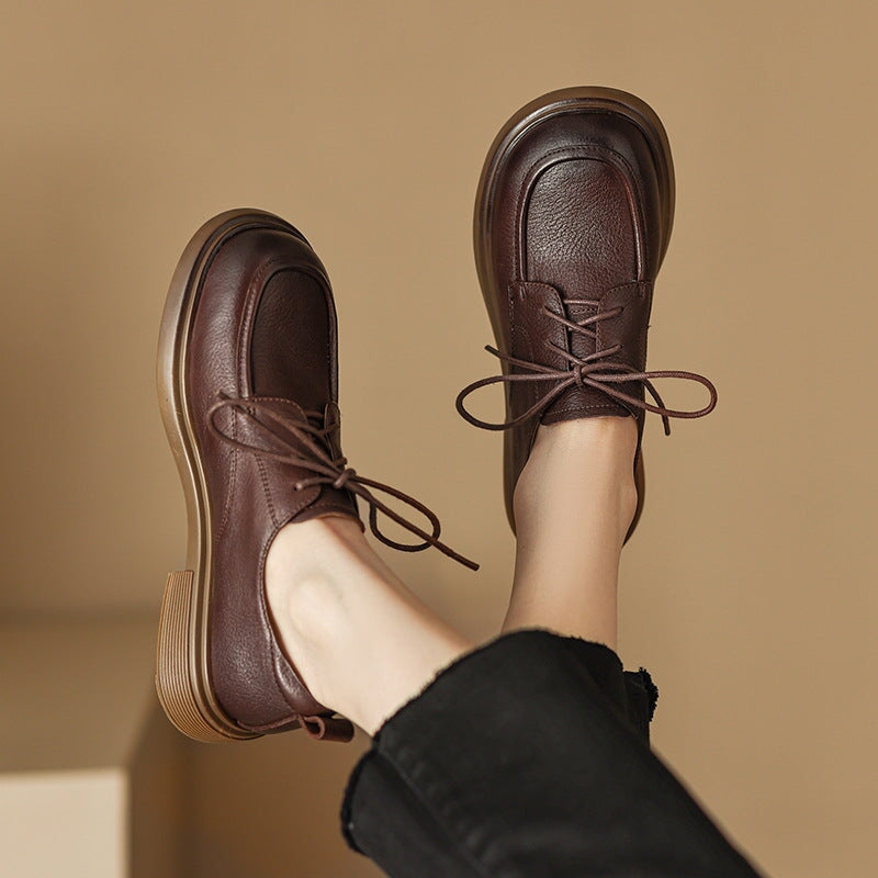 Women's Oxford Hanmdmade Round Toe Lace Up Shoes Maxct