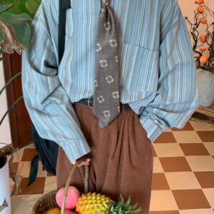 c2 Retro Vertical Striped Long-sleeved Shirt Maxct