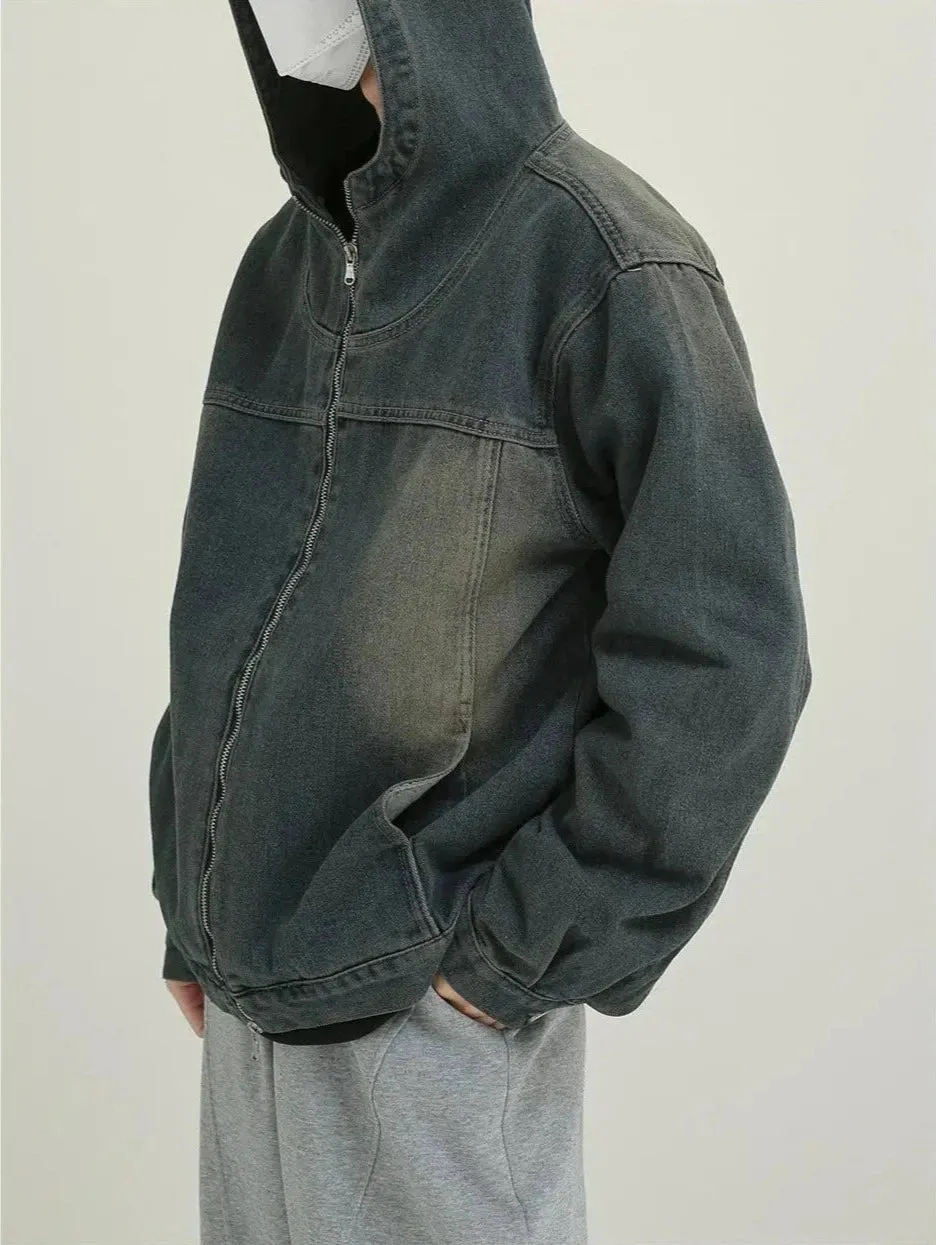 Maxct Blue Hooded Denim Jacket