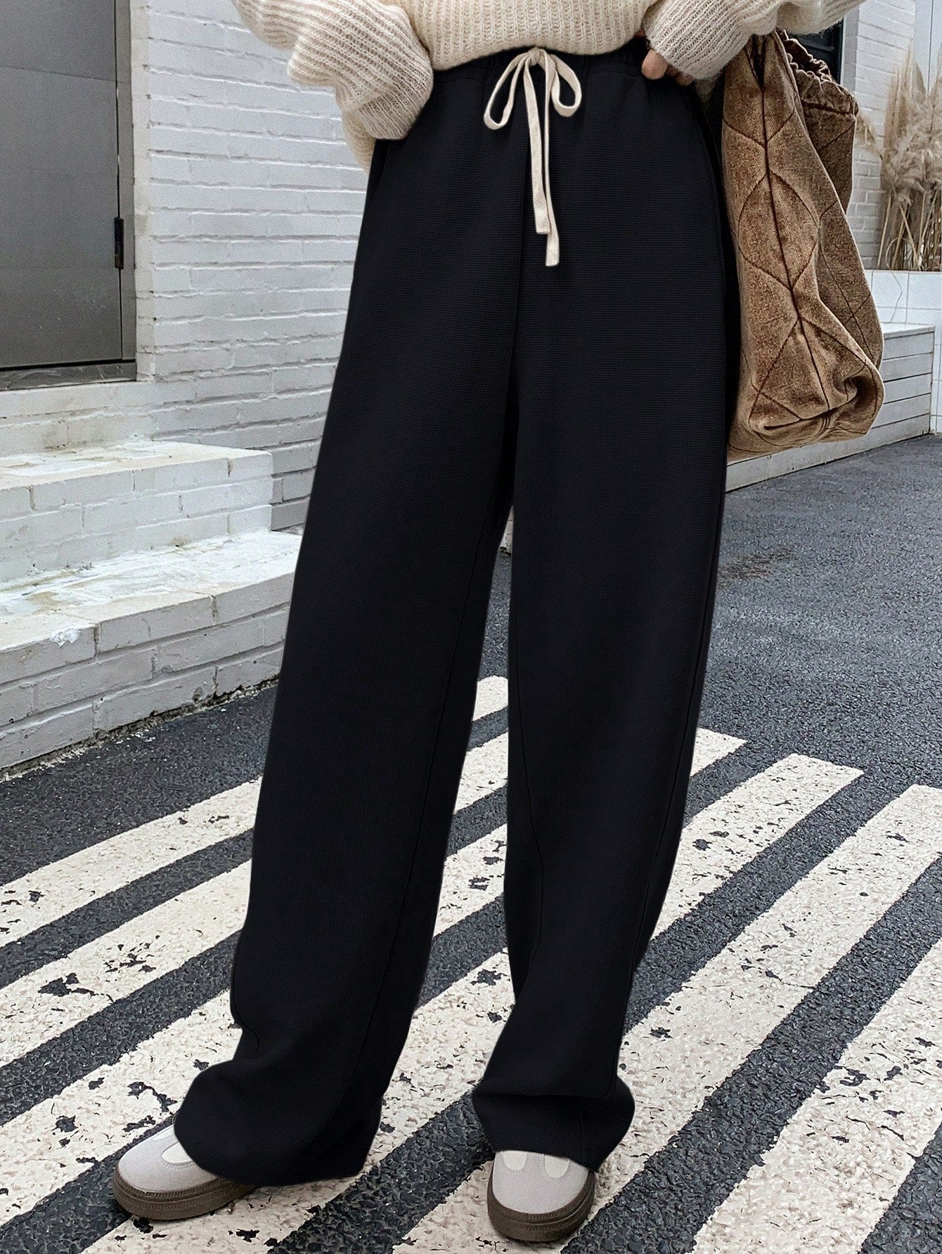Maxct Women's Solid Color Drawstring Waist Jogger Pants