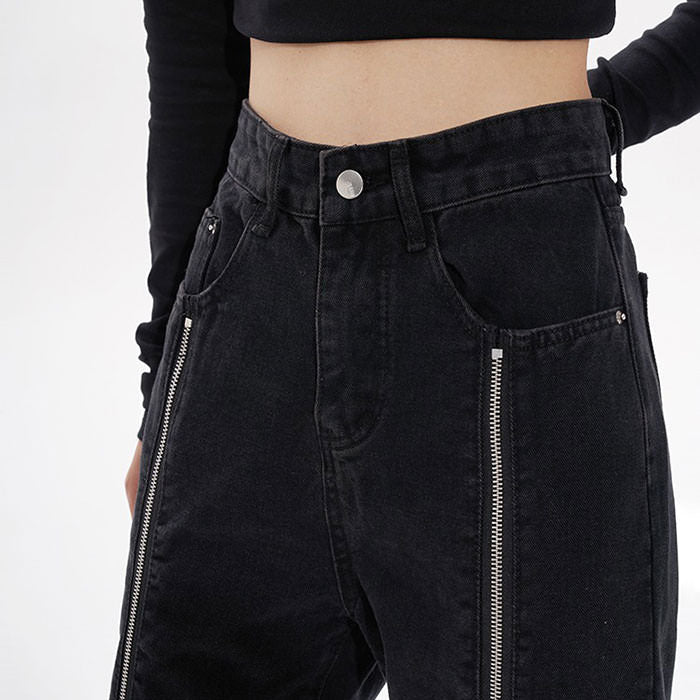 Zip Up Leg Grunge Jeans Maxct