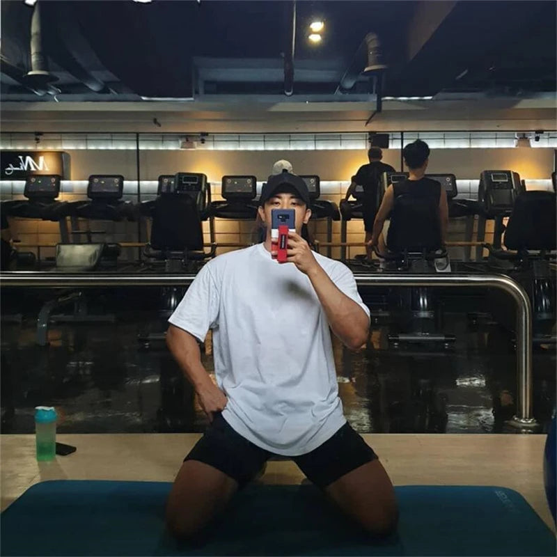 Maxct Plain Gym Clothing Fitness Mens Oversized T Shirt Outdoor Hip Hop Streetwear Loose Half Sleeve T-shirt Bodybuilding Tee Shirt