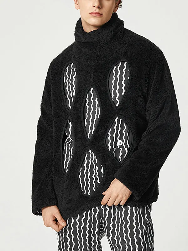 Maxct - Mens Cutout Long Sleeve Crew Neck Pullover Sweater