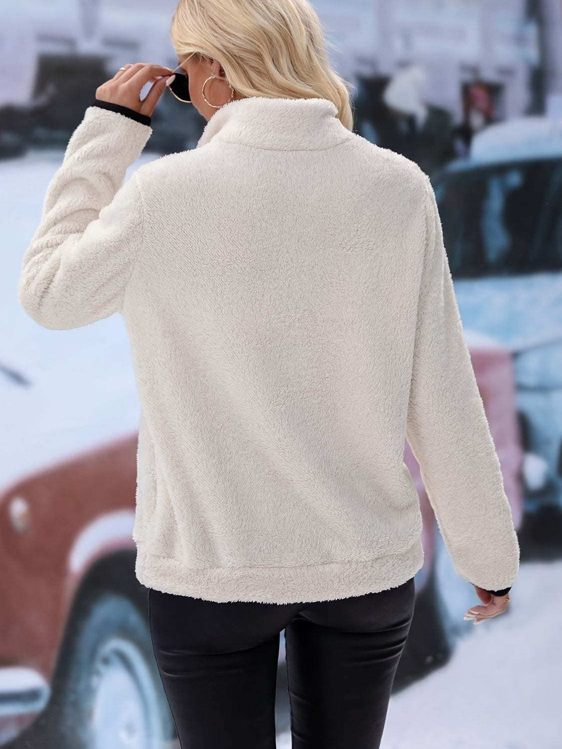 Maxct &Half Zip Long Sleeve Furry Sweatshirt