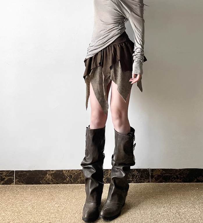 Asymmetric Ruffled Mini Skirt Maxct