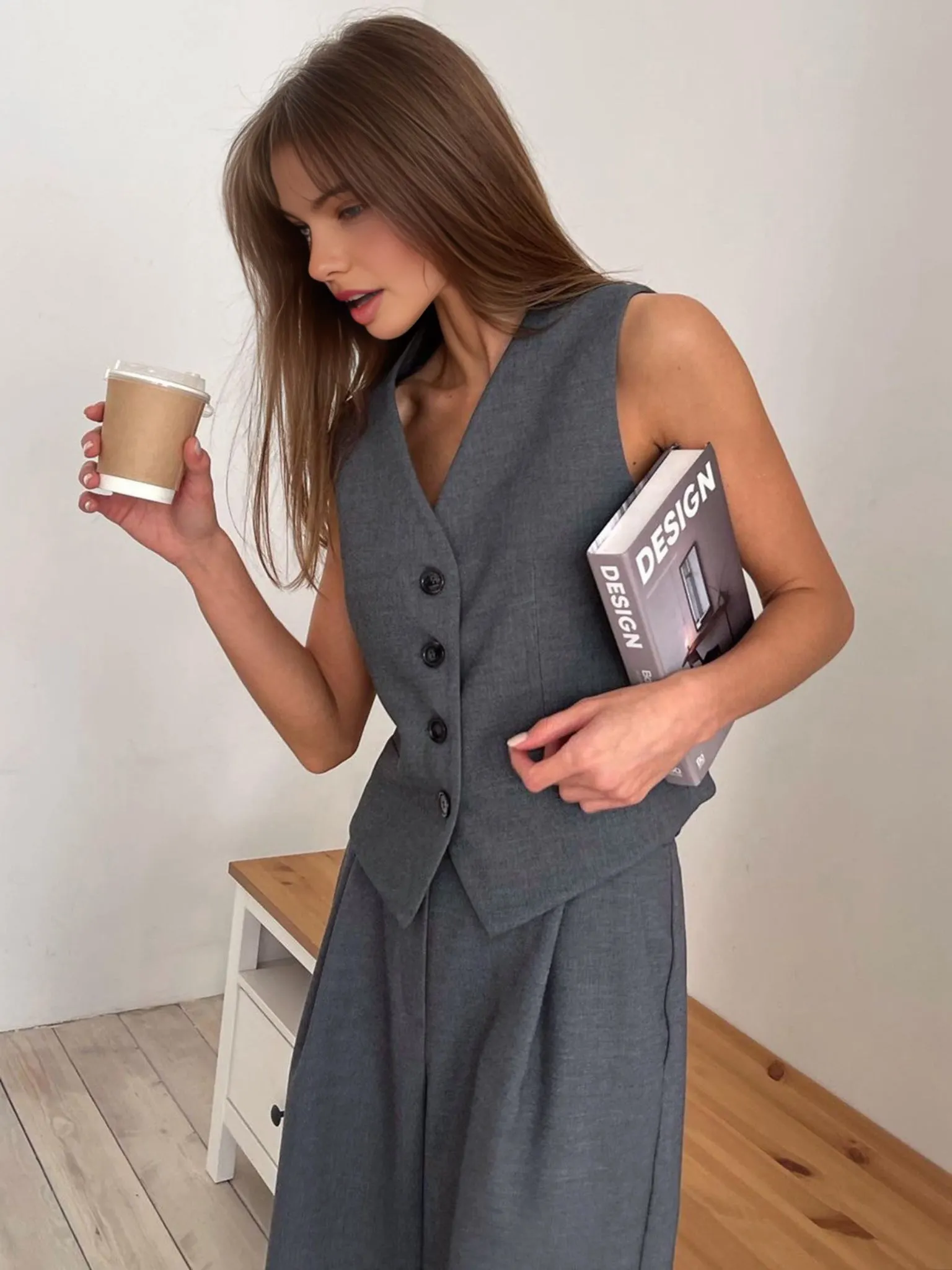 Maxct Solid Structured Suit Pants