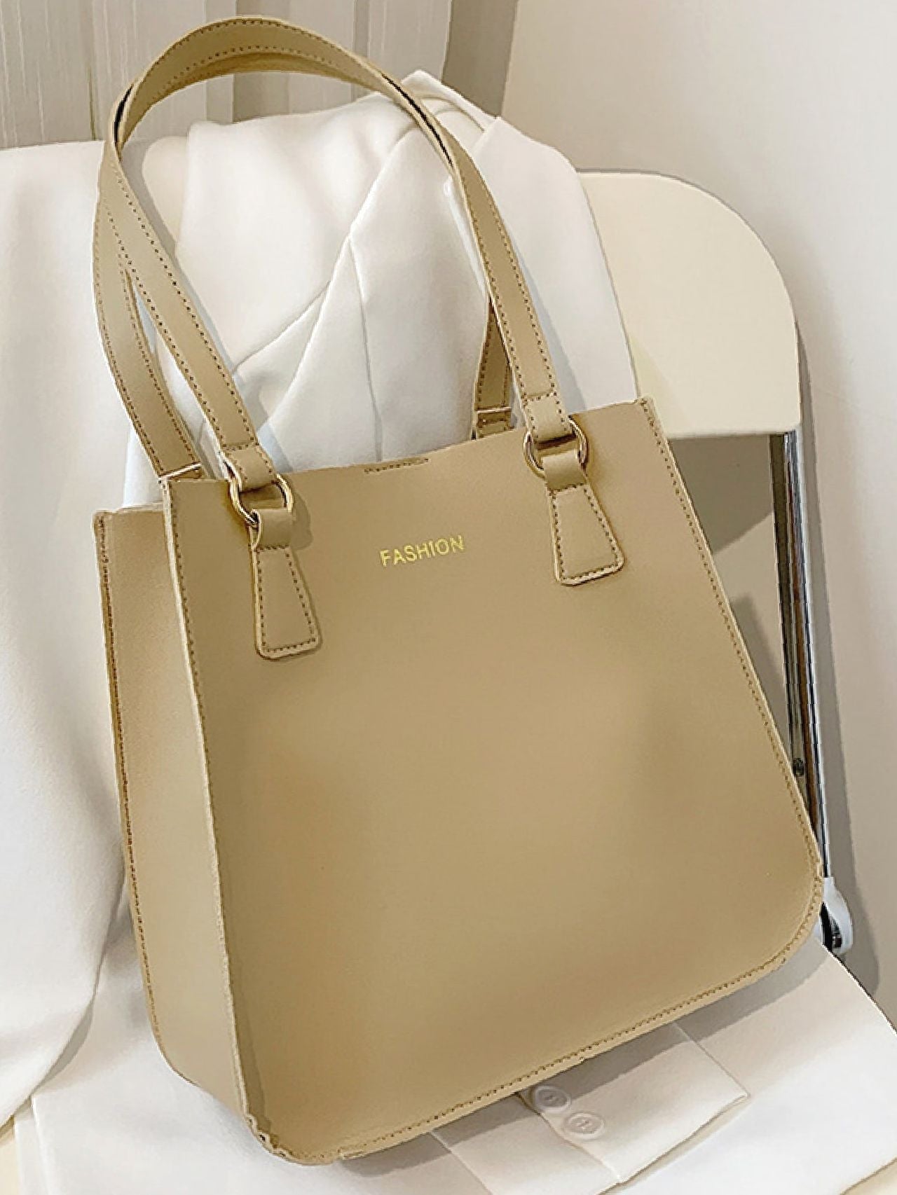 Maxct - Letter Graphic Shoulder Tote Bag with Inner Pouch  - Women Tote Bags