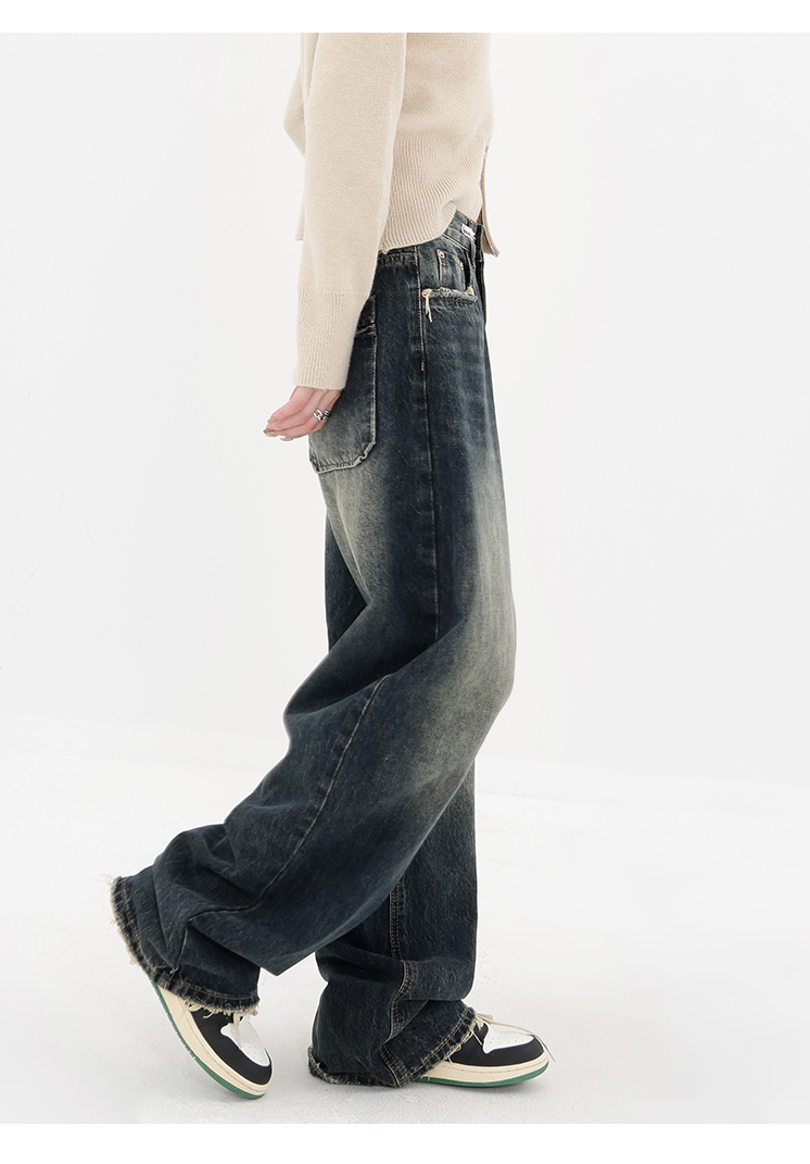 Autumn Streetwear Retro Fashion: Women's High Waist Loose Wide Leg Y2K Denim Trousers - true deals club
