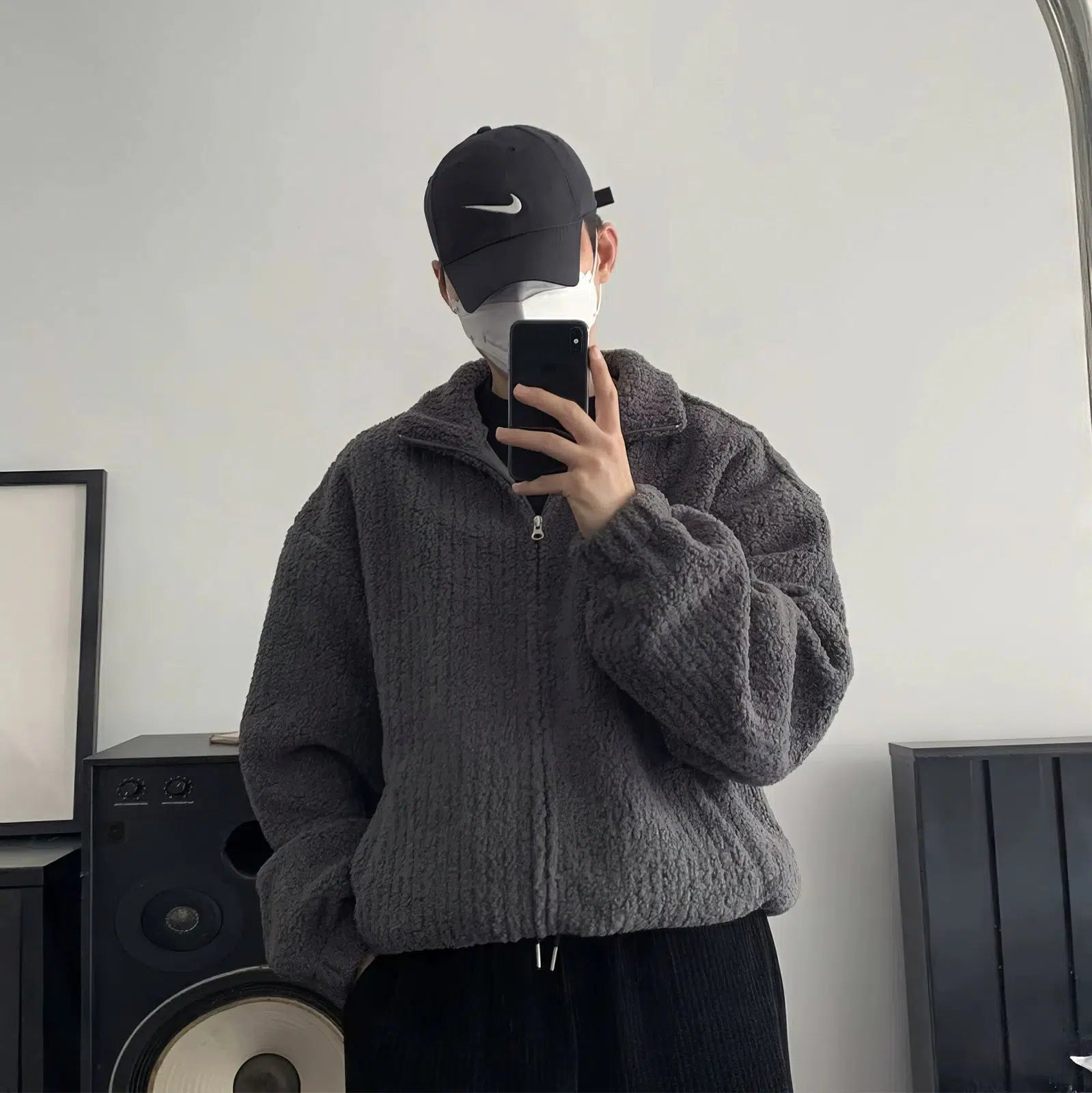 Maxct Zip Up Lapel Plush Corduroy Jacket