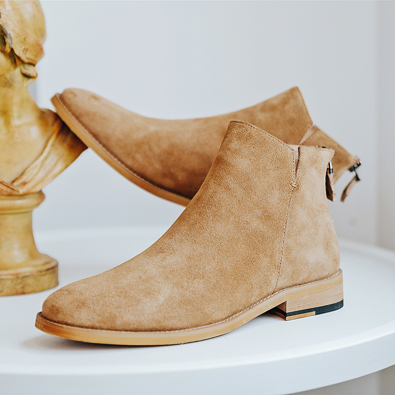 England Zip Ankle Boots Genuine Leather for Men